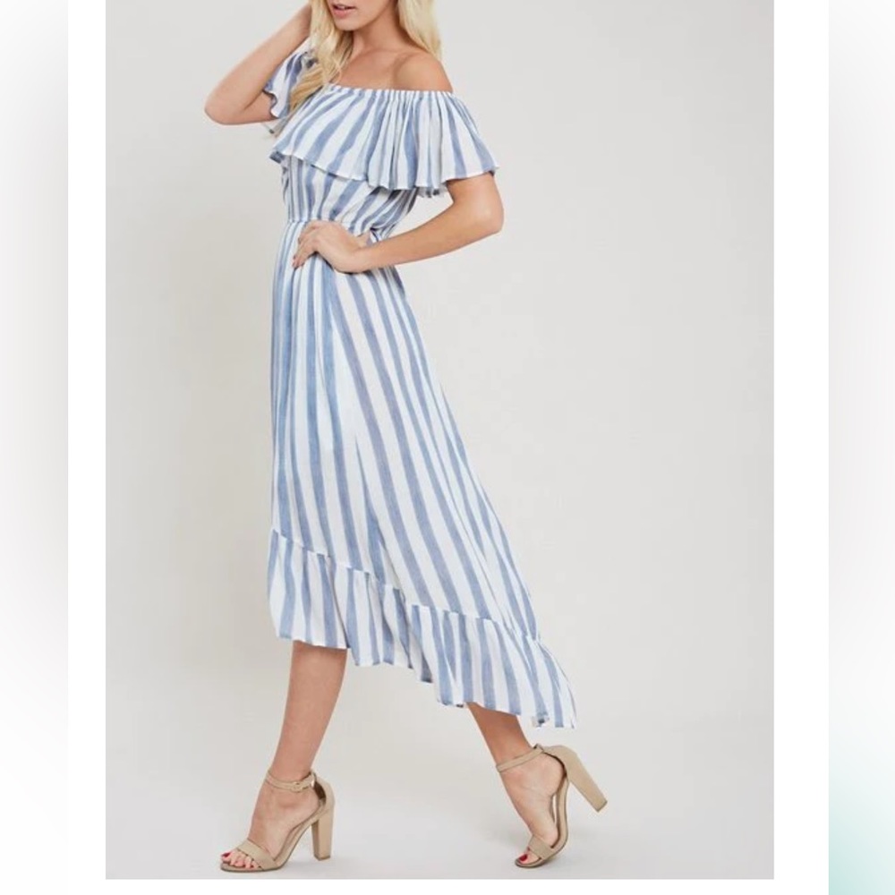 Maxi dress, by Eesome Blue Criminal. Blue & white stripes, size s